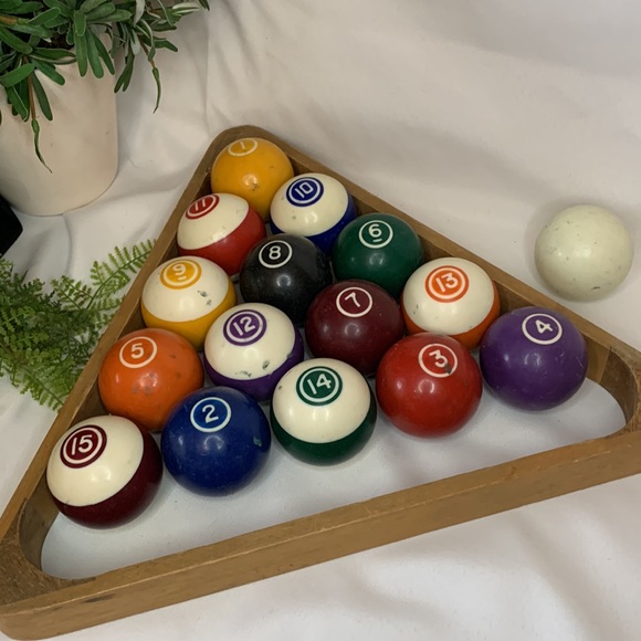 Vintage hard to find set of billard / pool / snooker balls and wood frame - Picture 2 of 12